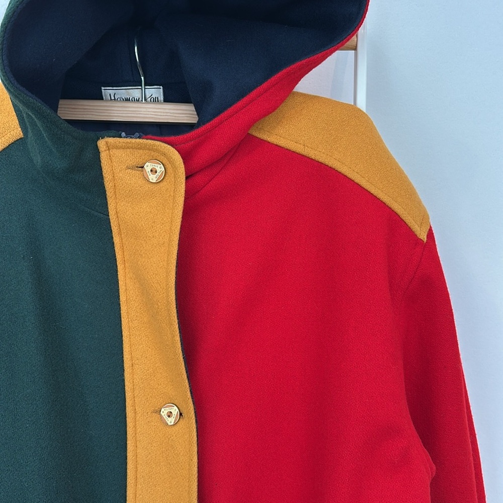 Vintage Herman Kay Color Block Wool Hooded Coat